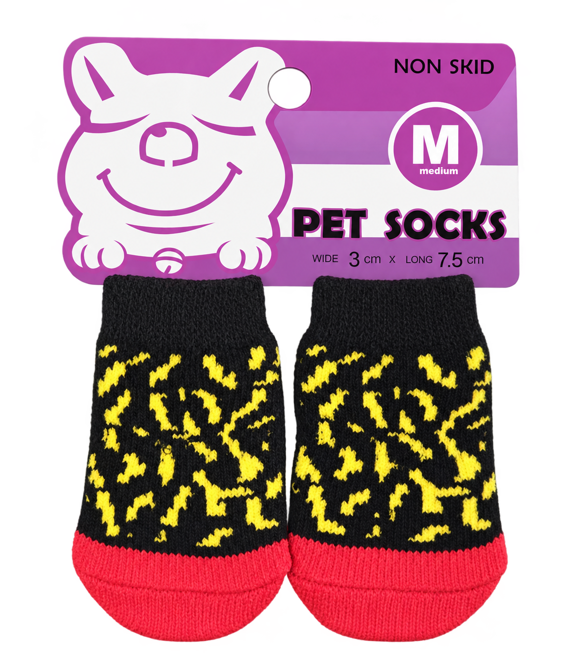 Medias para mascota talla M, diseño Animal print amarillo