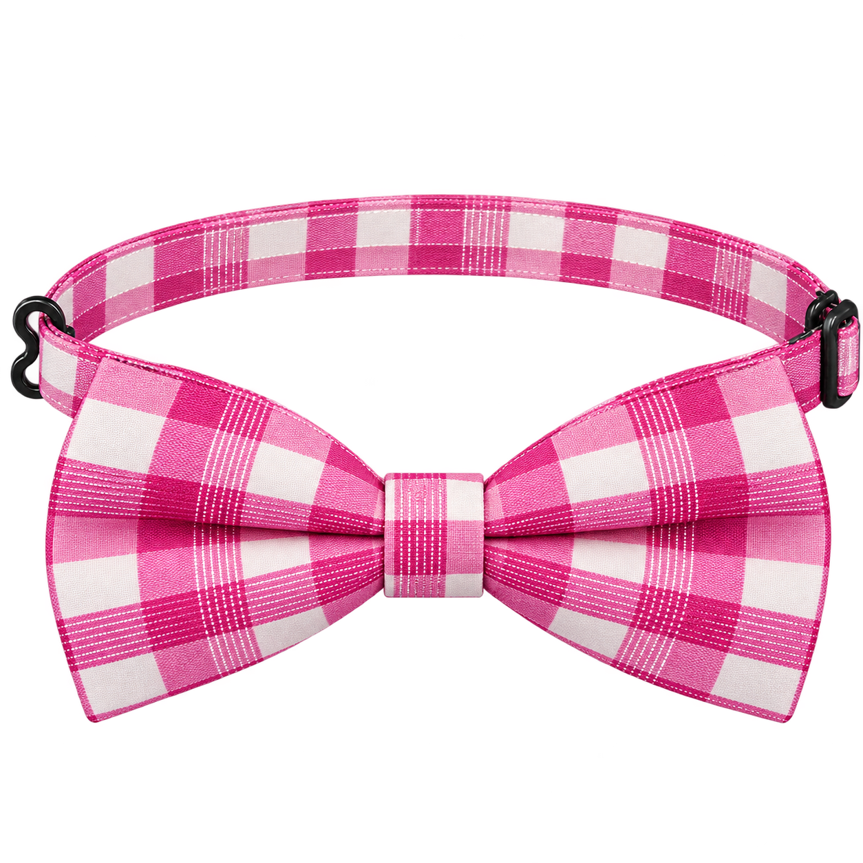 Corbatín para mascota con cuadros rosados y blancos