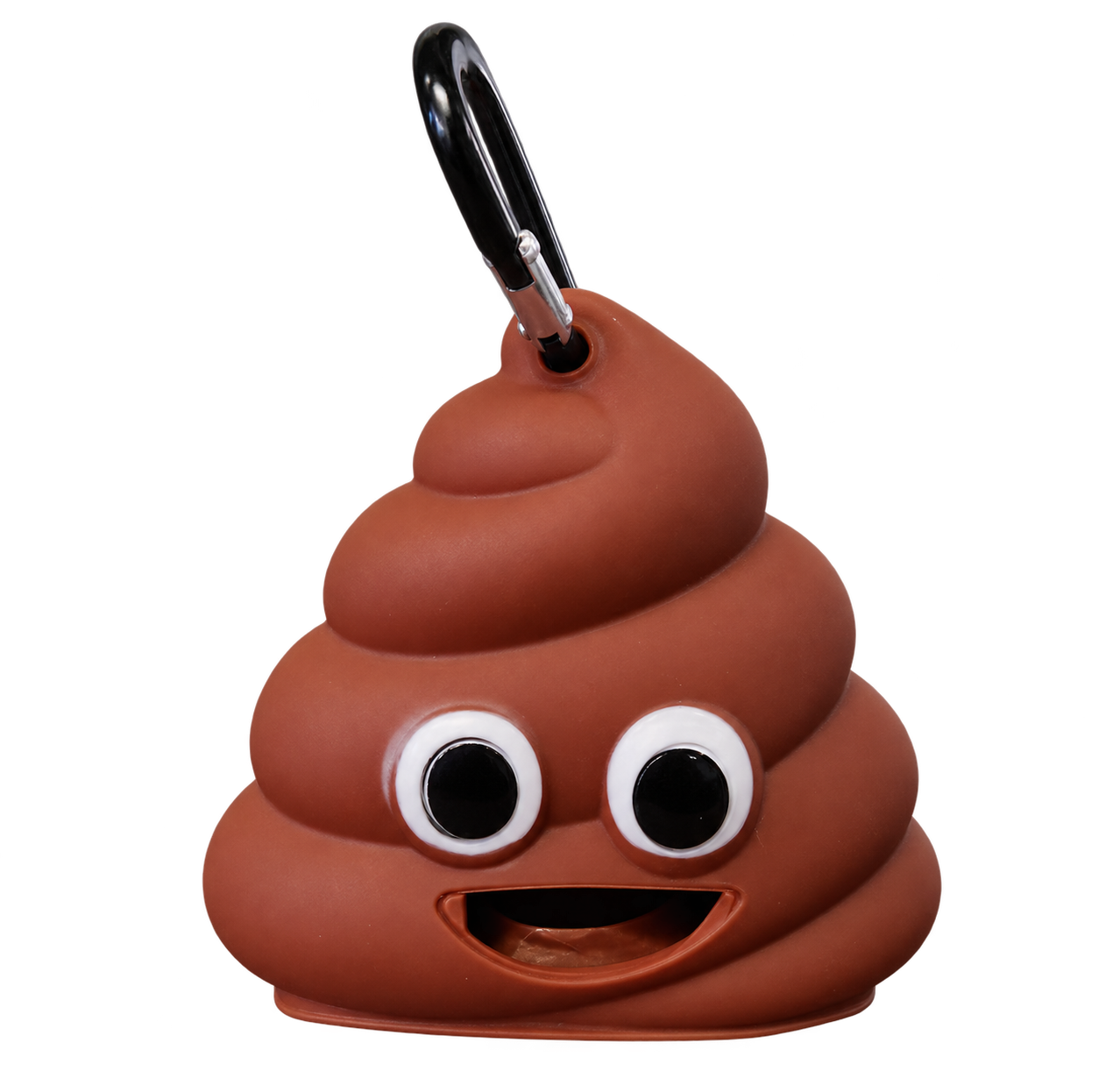 Dispensador de bolsas con forma de emoji popó y gancho