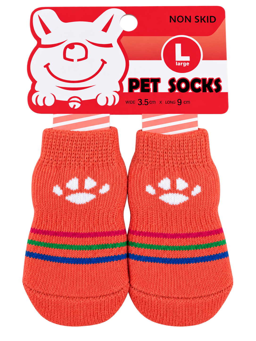 Medias para mascota talla L, diseño Huellitas coral