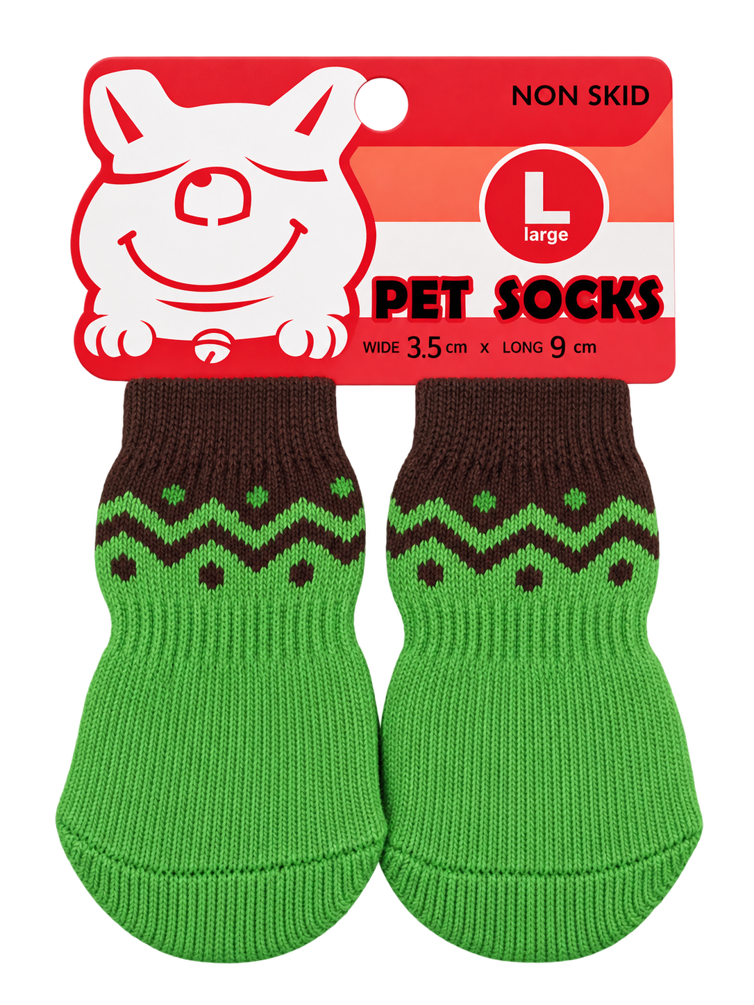 Medias para mascota talla L, diseño Verde y café