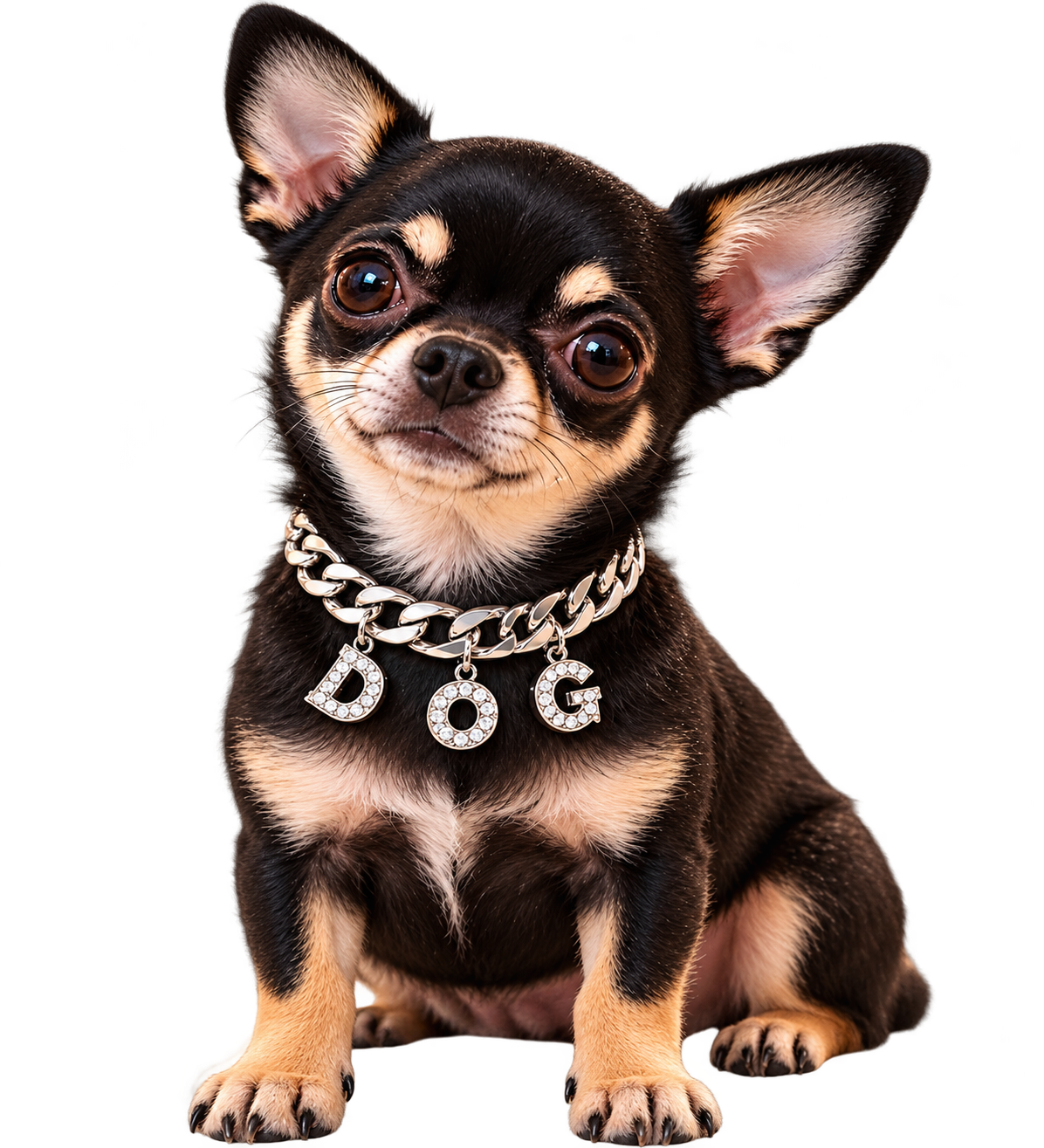 Perro con cadena plateada DOG