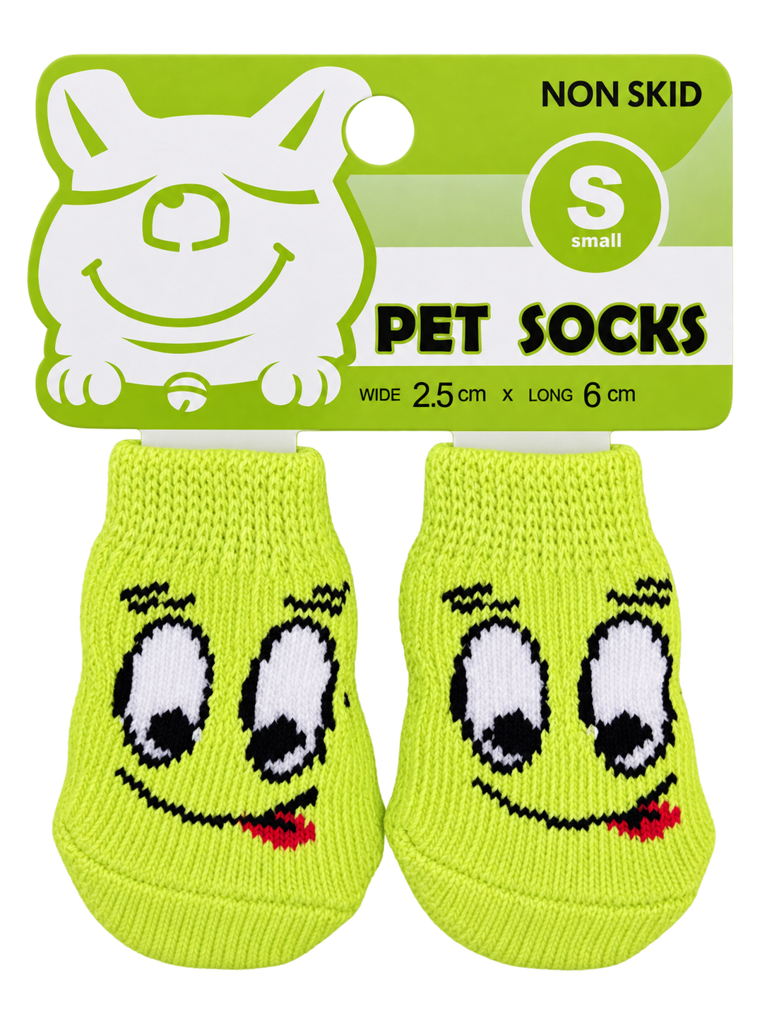 Medias para mascota talla S, diseño Carita verde