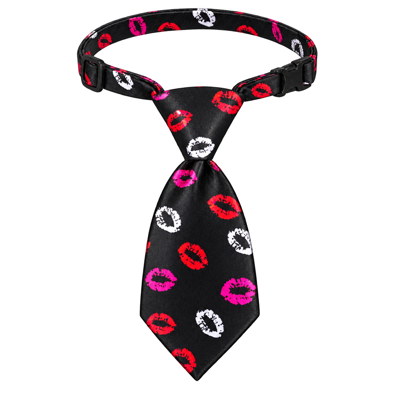 Corbata para mascota negra con besos multicolor