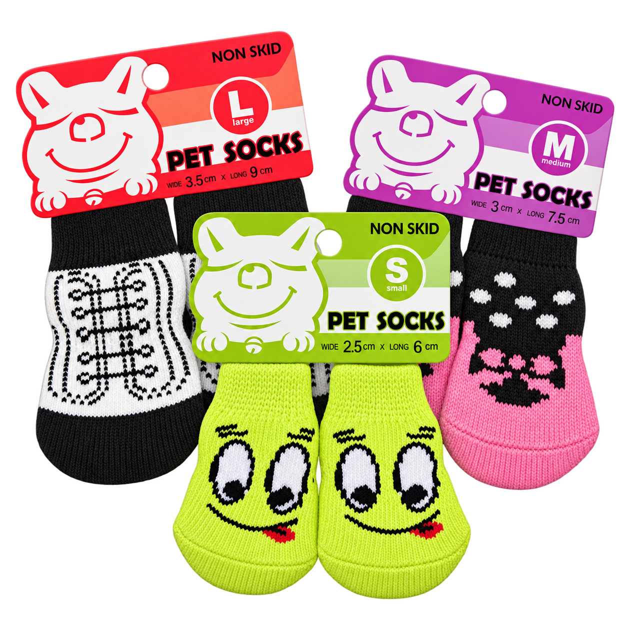 Medias para mascota en tallas S, M y L con diseños tejidos